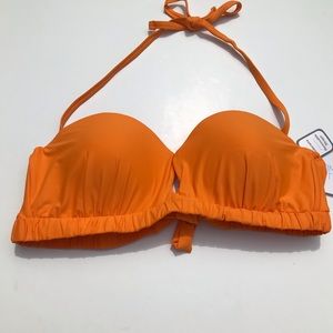 Time & Tru Orange Halter Top Bikini Top